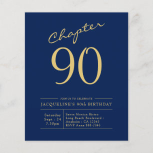 Begroting 90th Birthday Invitation Navy Blue Flyer