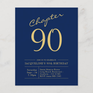 Begroting 90th Birthday Invitation Navy Blue Flyer