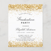 Begroting afstuderen witte goudglitter uitnodiging (Voorkant)