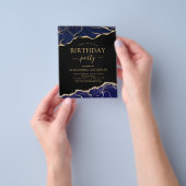 Begroting Agate Navy Blue Birthday Party Elke leef Flyer (Hand)
