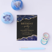 Begroting Agate Navy Blue Birthday Party Elke leef Flyer (Enkel)