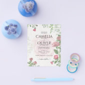 Begroting All-in-1 Dusty Pink Roses Floral Wedding Flyer (Enkel)