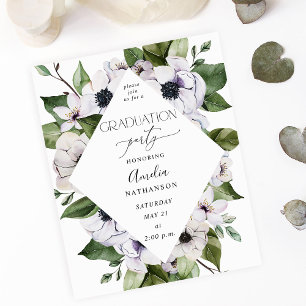 Begroting Anemone White Floral Gradual Party Flyer
