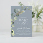 Begroting Baby shower Greenery Eucalyptus Invitati Kaart (Staand voorkant)