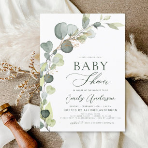 Begroting Baby shower Greenery Eucalyptus Invitati Kaart