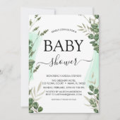 Begroting Baby shower Greenery Eucalyptus Invitati Kaart (Voorkant)