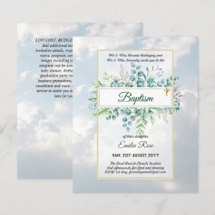 Begroting BAPTISM Christening Greenery Leaves Invi