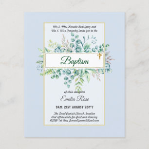 Begroting BAPTISM Christening Greenery Leaves Invi Flyer
