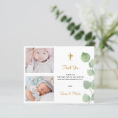 Begroting baptisme eucalyptus foto tweeling bedank (Staand voorkant)