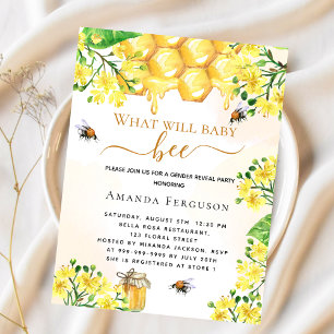 Begroting Bee Baby shower gele bloemuitnodiging