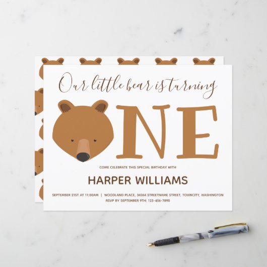 Begroting Beer één Baby eerste verjaardag (Voorkant / Achterkant in situ)