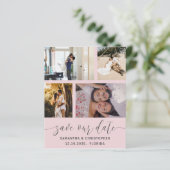 Begroting bespaart onze datum Blush roze uitnodigi (Staand voorkant)