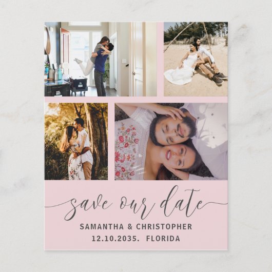 Begroting bespaart onze datum Blush roze uitnodigi (Voorkant)