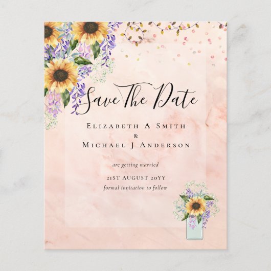 BEGROTING BEWAREN DATA Rustige Zonnebloemen Paars Flyer (Voorkant)