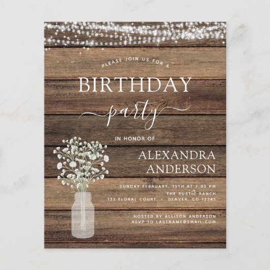 Begroting Birthday Baby's Uitnodiging Flyer (Voorkant)