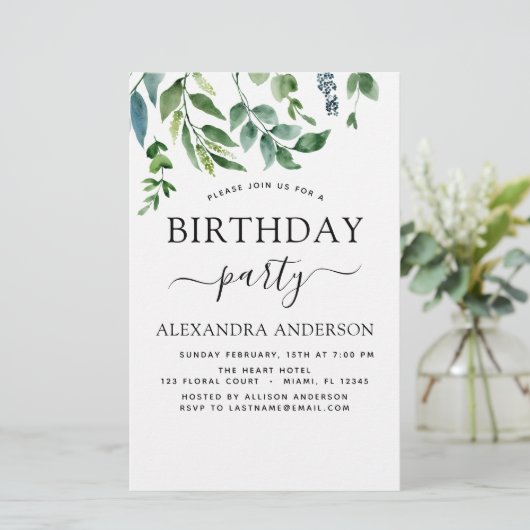 Begroting Birthday Party Spring Botanical Greenery (Staand voorkant)