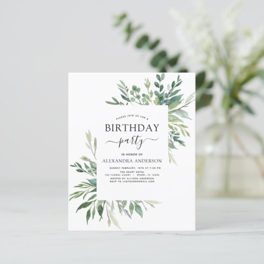 Begroting Birthday Party Spring Botanical Greenery (Staand voorkant)