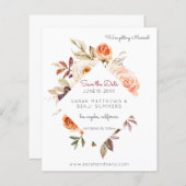 Begroting Blush & Peach Floral Rustic Save the Dat (Voorkant / Achterkant)
