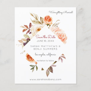Begroting Blush & Peach Floral Rustic Save the Dat Flyer