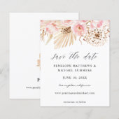 Begroting Bohemian Pink Floral Save the Date (Voorkant / Achterkant)
