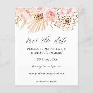 Begroting Bohemian Pink Floral Save the Date Flyer