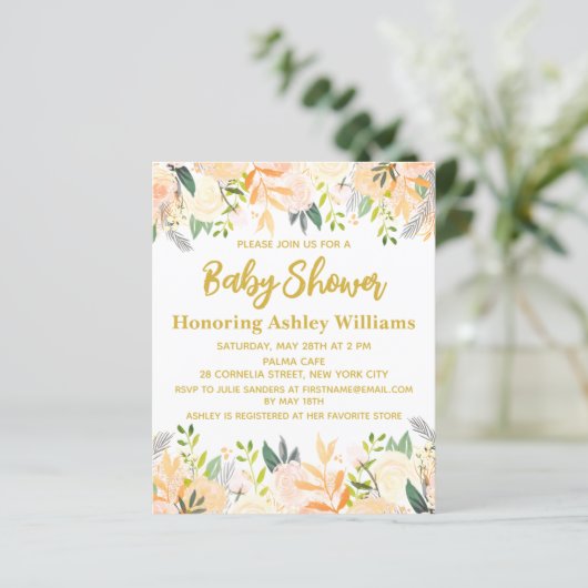Begroting Boho Baby shower Uitnodiging Genderneutr (Staand voorkant)