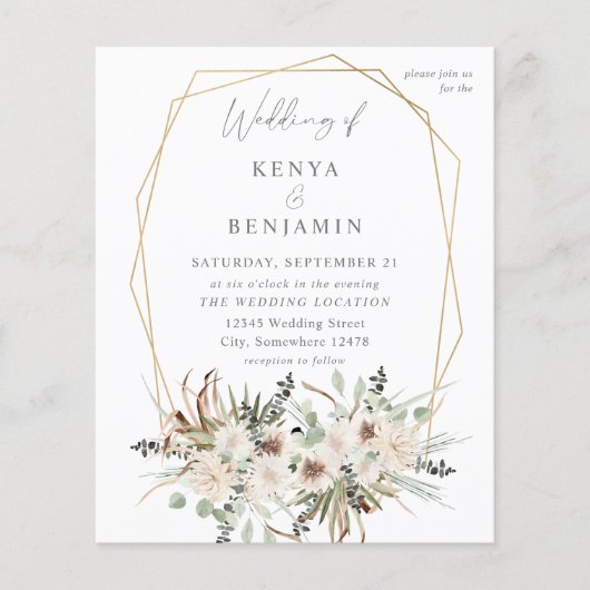 Begroting Boho Eucalyptus & Beige Floral Wedding 2 Flyer (Voorkant)