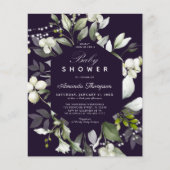 Begroting Botanisch | Uitnodiging Paars Baby showe (Voorkant)