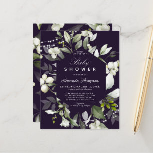 Begroting Botanisch Uitnodiging Paars Baby showe