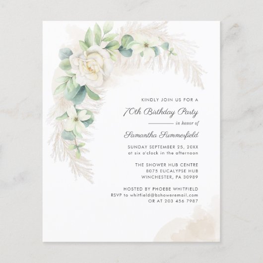 Begroting Botanische uitnodiging 70e verjaardag (Voorkant)