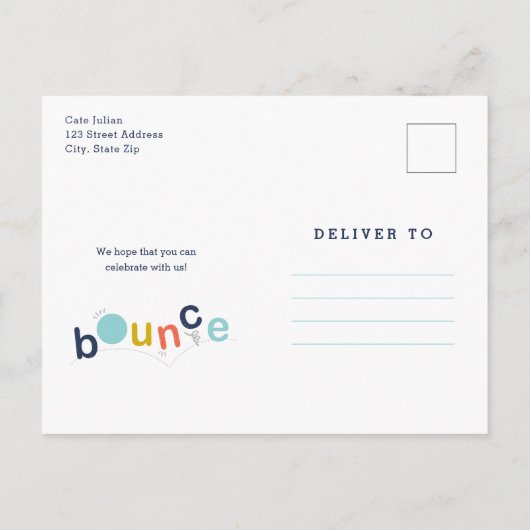 Begroting Bounce Kids Birthday Party Uitnodiging Briefkaart (Achterkant)