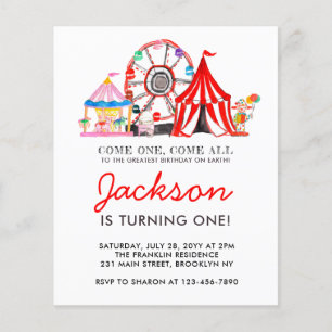 Begroting Carnival Circus Partij Birthday uitnodig