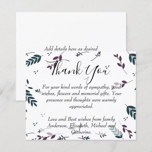 BEGROTING Dank u begrafenisherinnering Sjabloon (Voorkant / Achterkant)