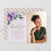 Begroting Dank u Kaart Paars Floral Foto Afstudeer (Voorkant / Achterkant)