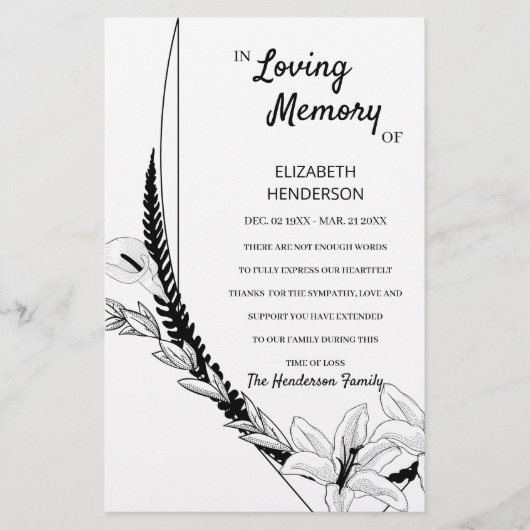 Begroting Dank u voor uw sympathie. Flyer (Voorkant)