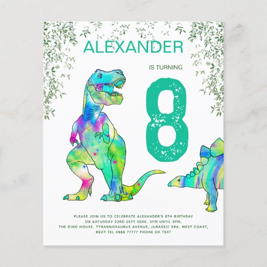 Begroting Dinosaur Birthday Party Flyer (Voorkant)
