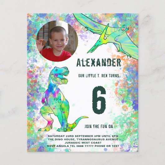 Begroting Dinosaur Birthday Party Flyer (Voorkant)