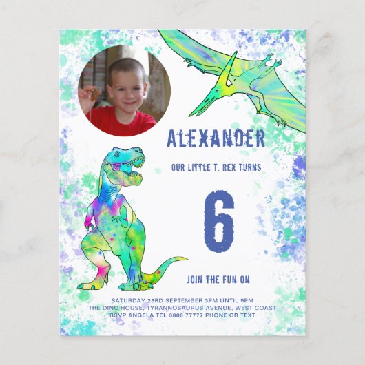 Begroting Dinosaur Birthday Party Flyer (Voorkant)