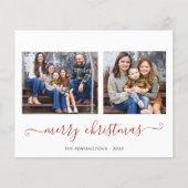 BEGROTING Eenvoudig rood script kerstfoto (Voorkant)