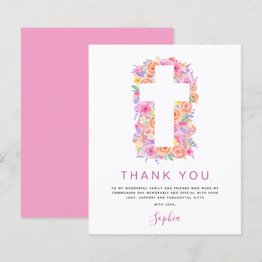 Begroting Eerste Heilige Communie Dank u Floral Pi (Voorkant / Achterkant)