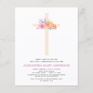 Begroting Eerste Heilige Communie Pastel Floral Pi Flyer