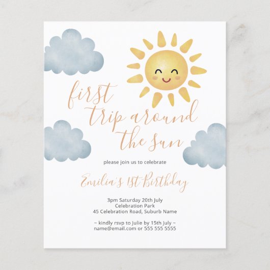 Begroting eerste reis rond de zon (Voorkant)