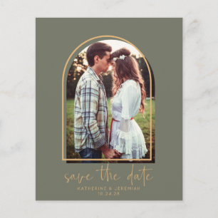 Begroting Elegant Arch Green Gold Save the Date