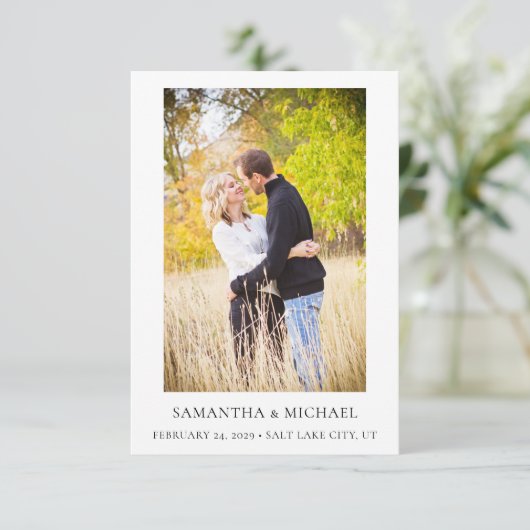 Begroting Elegant Black & White Save the Date Kaar Kaart (Staand voorkant)