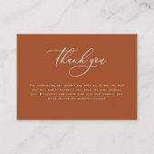 Begroting elegant bruiloft bedankt terracotta informatiekaartje (Achterkant)