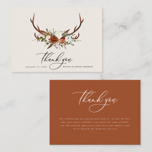 Begroting elegant bruiloft bedankt terracotta informatiekaartje (Voorkant / Achterkant)