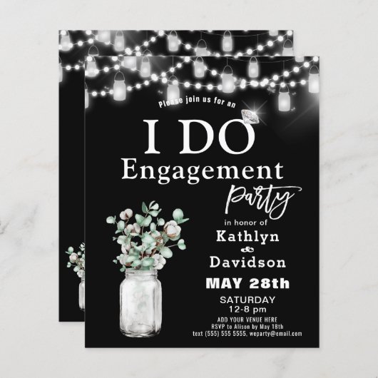 BEGROTING Elegant Eucalyptus I DO Party Invision (Voorkant / Achterkant)