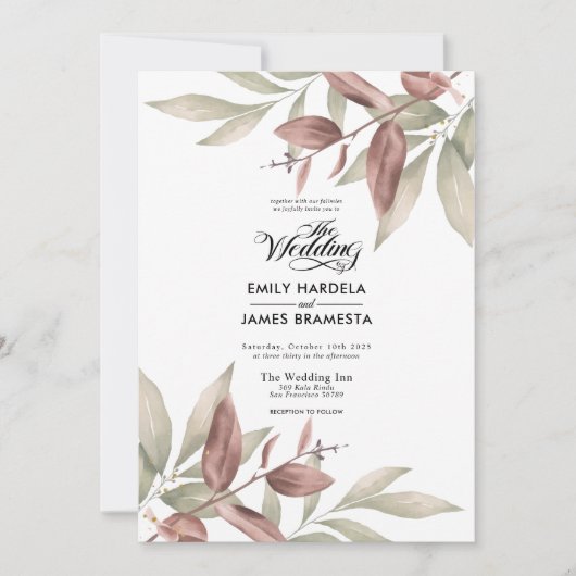 Begroting Elegant Eucalyptus Waterverf Weddenschap Kaart (Voorkant)