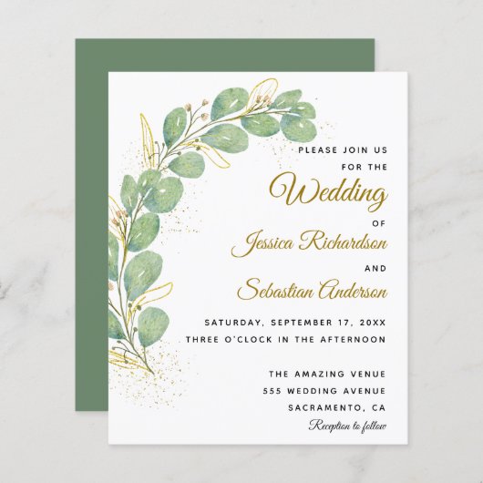 Begroting Elegant Eucalyptus Wedding Invitations (Voorkant / Achterkant)