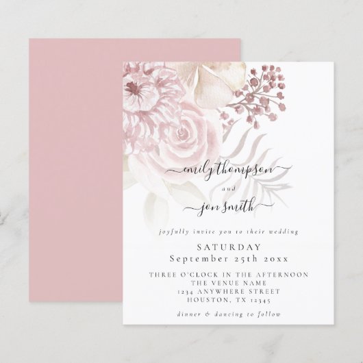Begroting Elegant Florals Script Weddenschap (Voorkant / Achterkant)